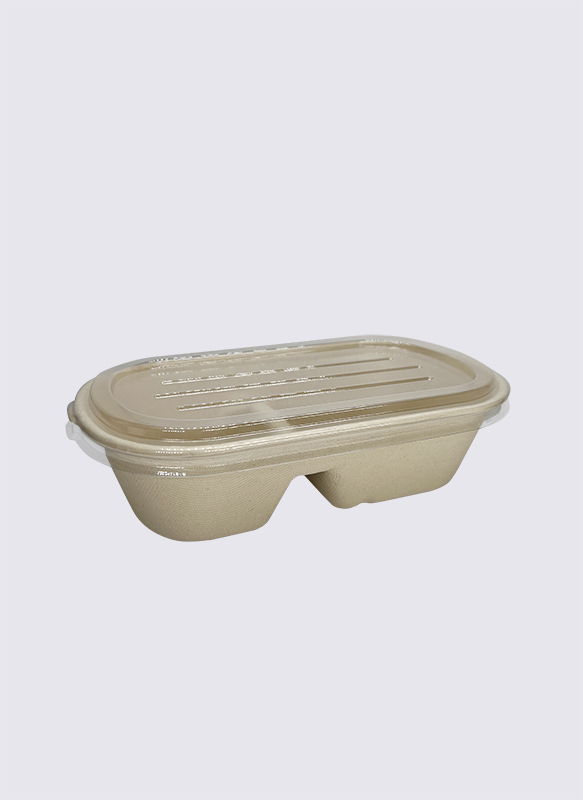 Coimeádán Bia Siúcra Bagasse 1000ml 2-div le clúdach PET